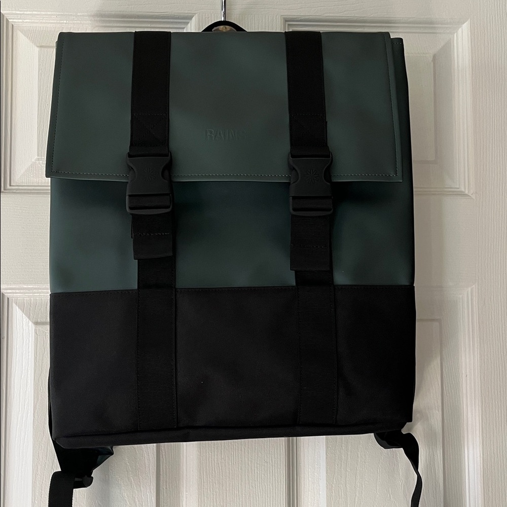 Rains Green and Black Backpack